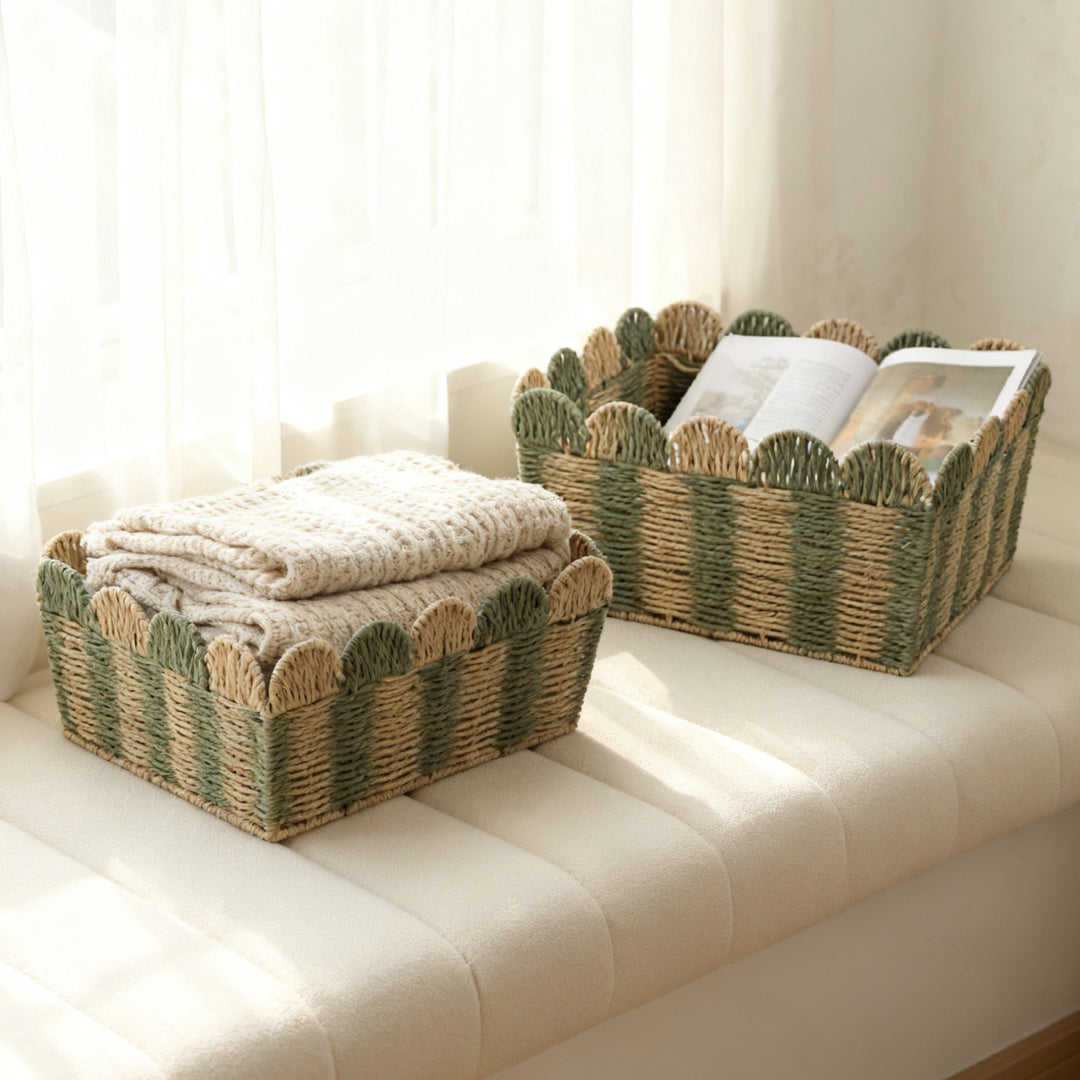 Decorative storage basket made of woven material Stornfield