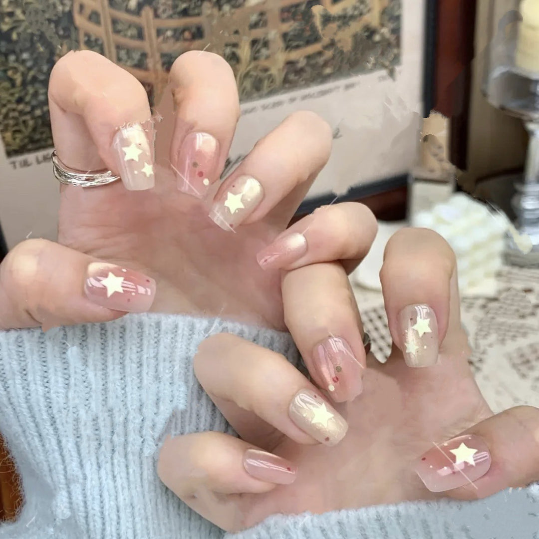 Decorative Star-Embellished Press-On Nails
