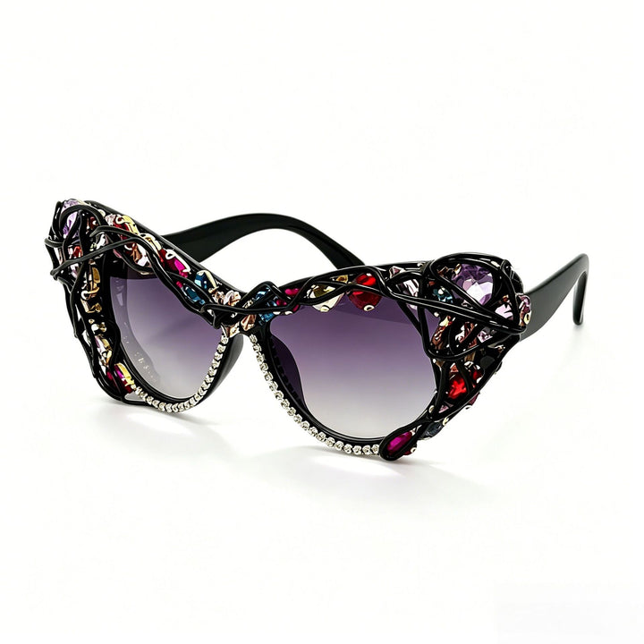 Women's Cat-Eye Sunglasses with Sparkling Crystal Frame and Artistic Decorations Stornfield