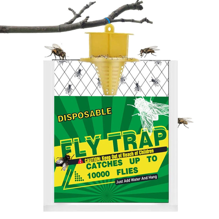 Disposable Hanging funnel fly trap with bait reservoir Stornfield