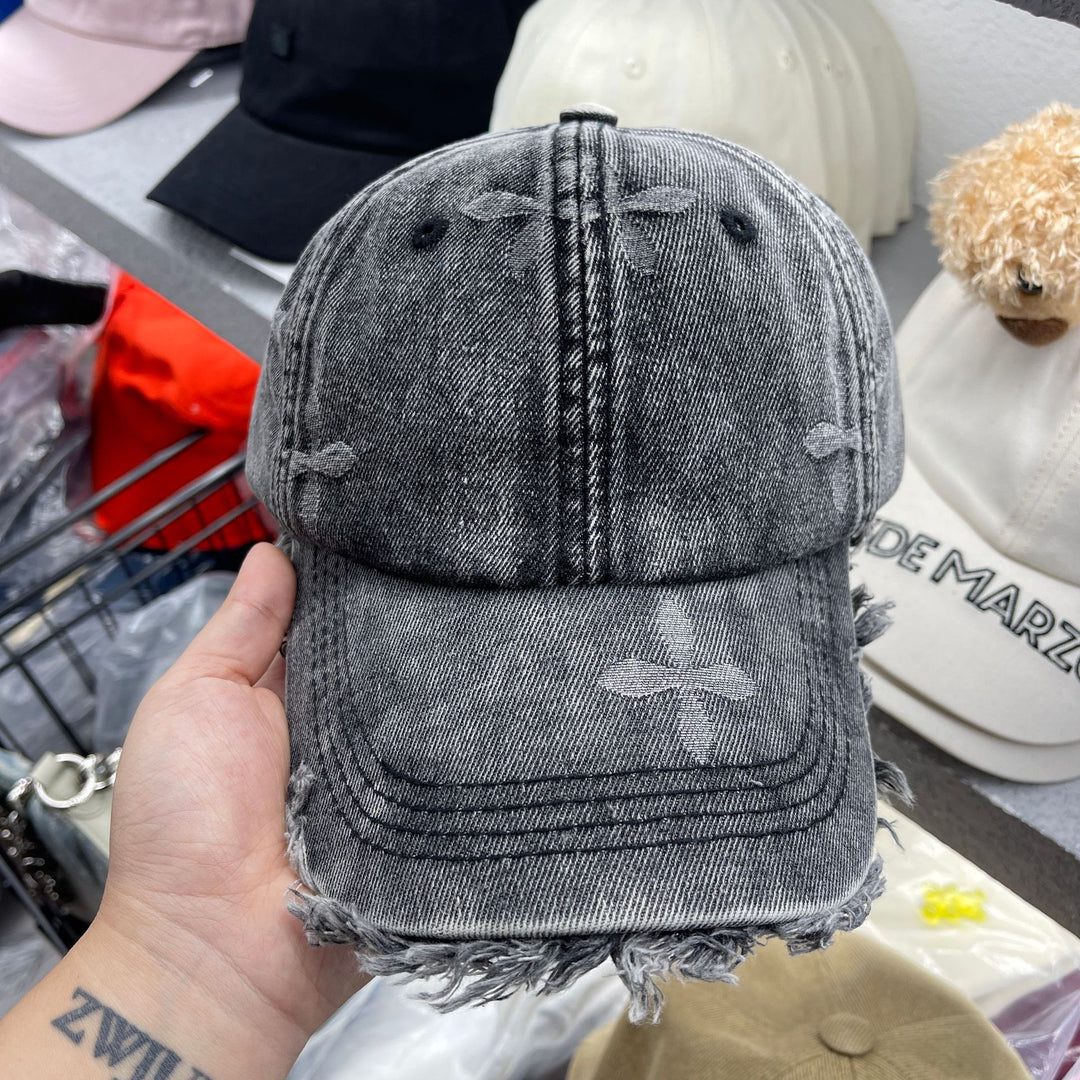 Women's Distressed Denim Fringe Baseball Cap Stornfield