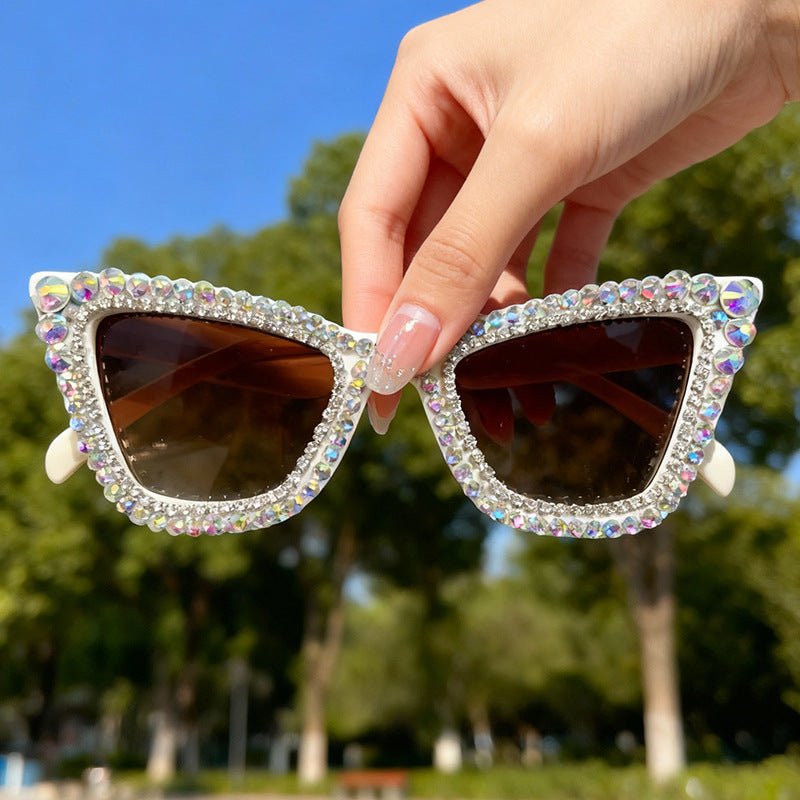 Rhinestone-Accented Cat-Eye Sunglasses Stornfield