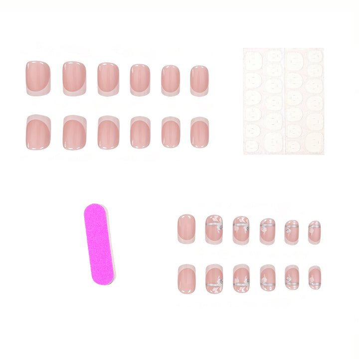 French Tip Floral Nail Art Enhancements Stornfield