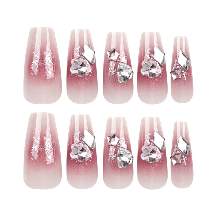 Glamorous artificial nails with glitter and crystal embellishment Stornfield