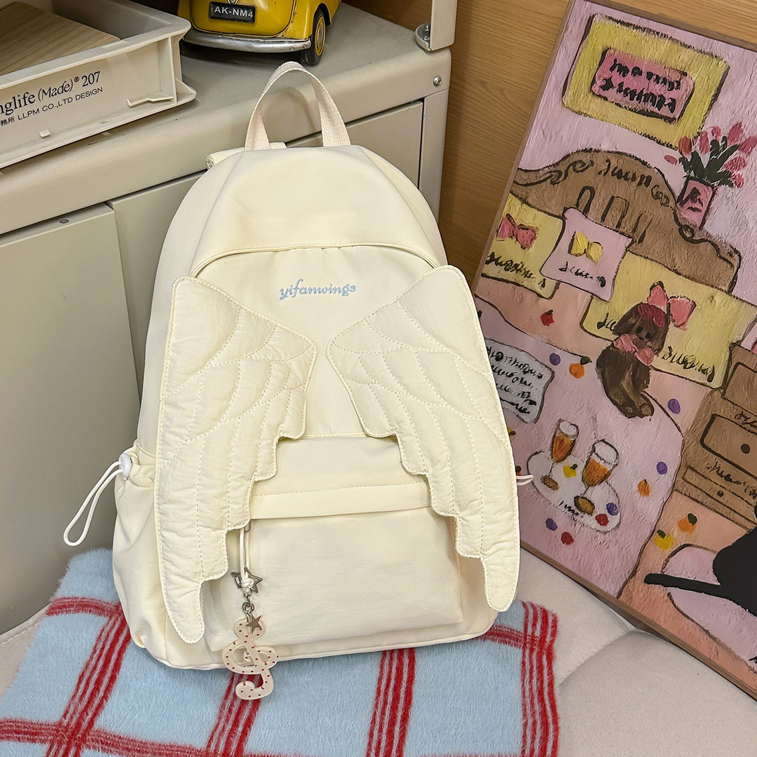 Cute Wing-Embellished Casual Backpack Stornfield
