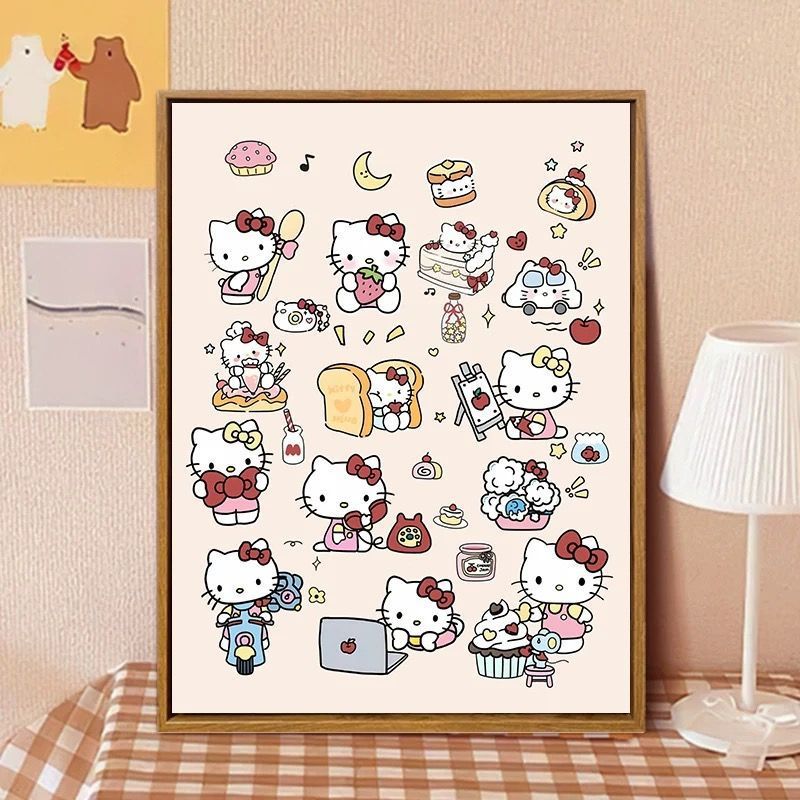 Hello Kitty-Inspired Cartoon Wall Art Print Stornfield
