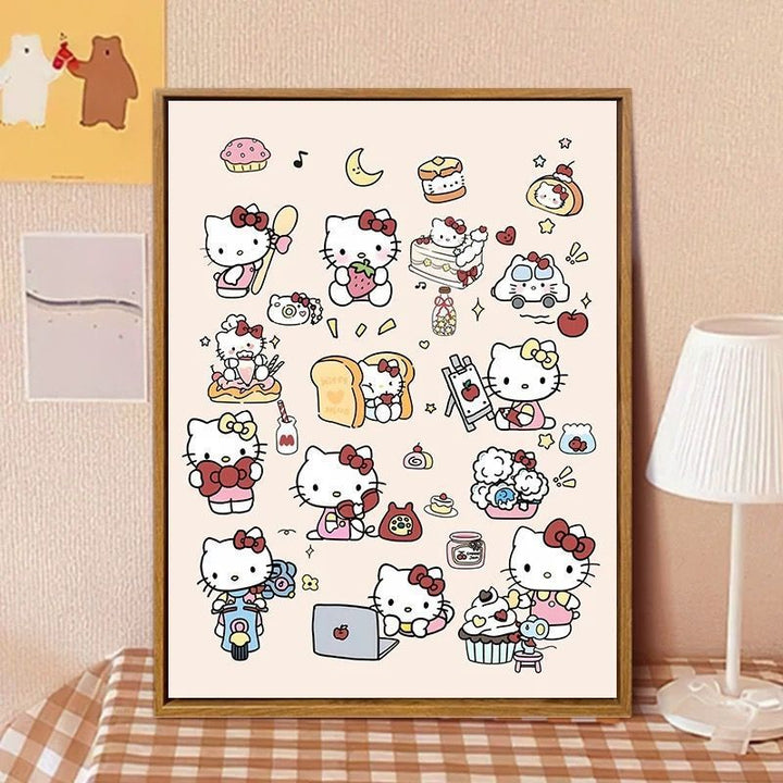 Hello Kitty-Inspired Cartoon Wall Art Print Stornfield