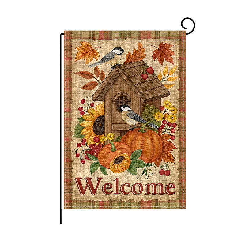 Outdoor Fall Sunflower and Pumpkin Decorative Garden Flag