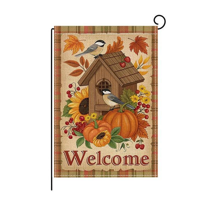 Outdoor Fall Sunflower and Pumpkin Decorative Garden Flag