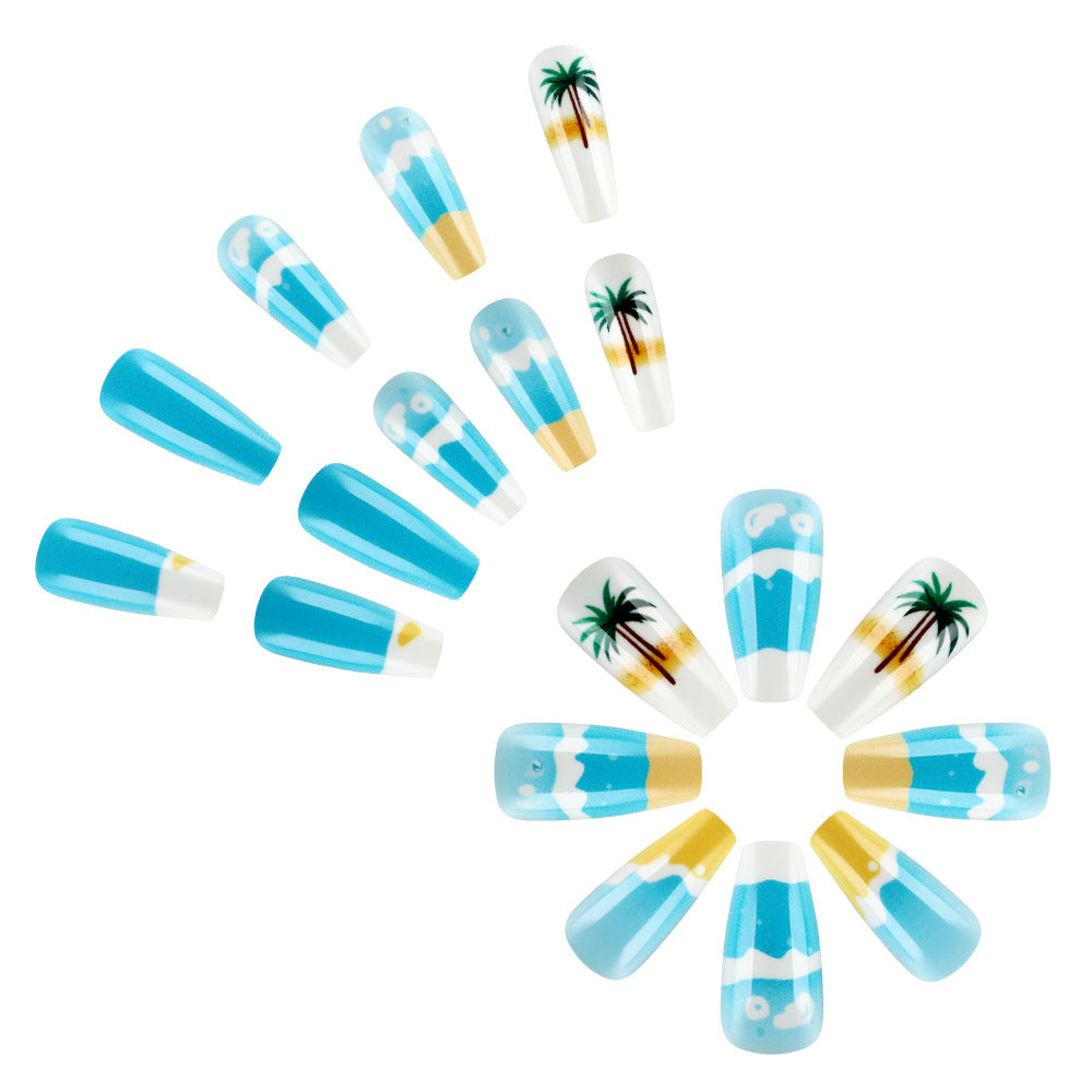 Tropical Beach-Themed Press-On Nail Set Stornfield
