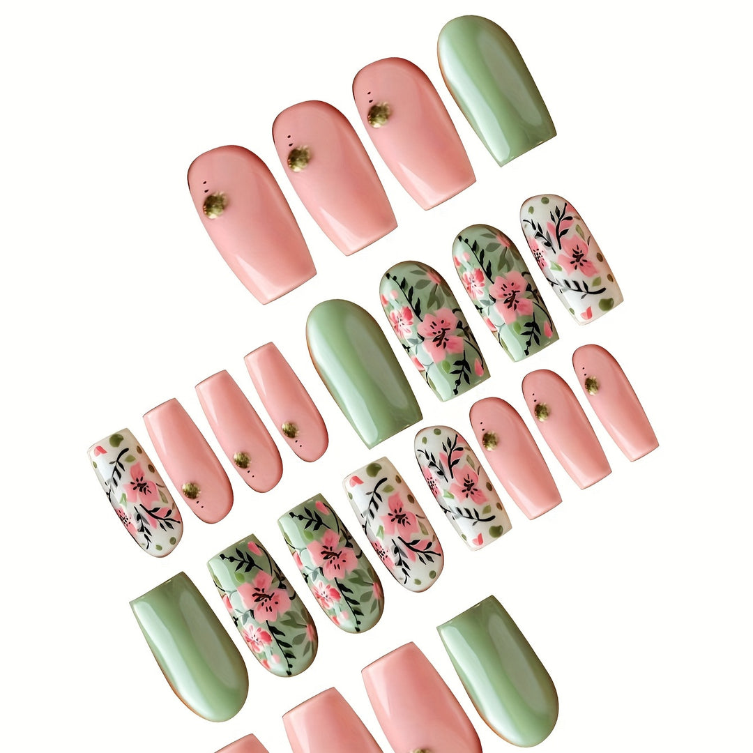 Botanical Floral Press-On Nail Art Stornfield