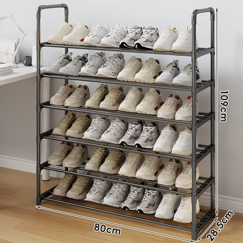 Multi-Tier Tall Steel Shoe Rack Organizer with Adjustable Shelves and Non-Slip Slats