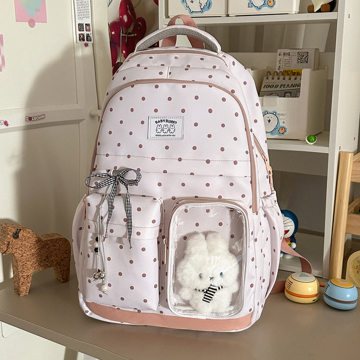 Playful Polka Dot Backpack with Transparent Window Stornfield