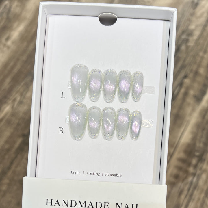 Handmade Press-On Nail Set with Iridescent Finish Stornfield