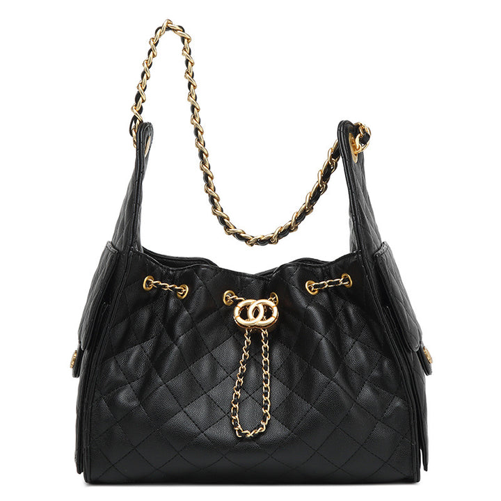 Quilted Drawstring Bucket Handbag