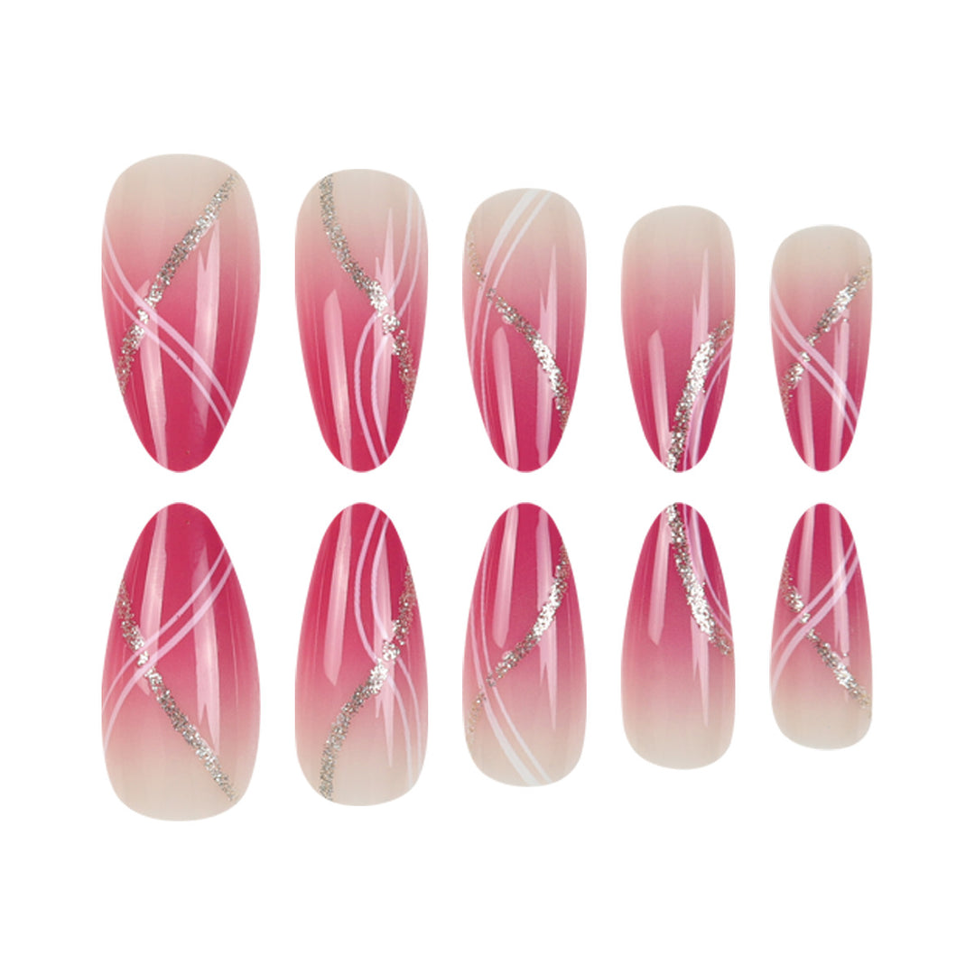 Elegant Stiletto Press-On Nail Art Set with Glitter Accents Stornfield