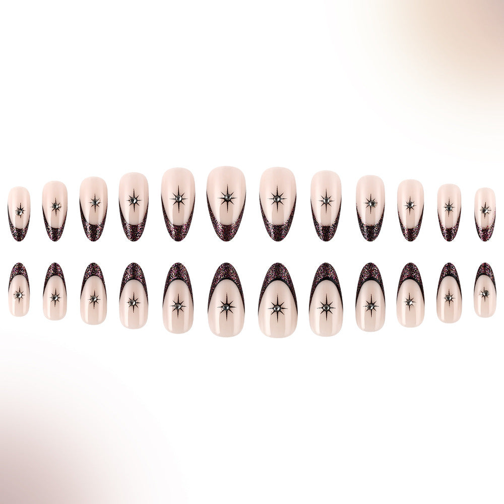Glamorous Star-Embellished French Tip Nail Art Stornfield