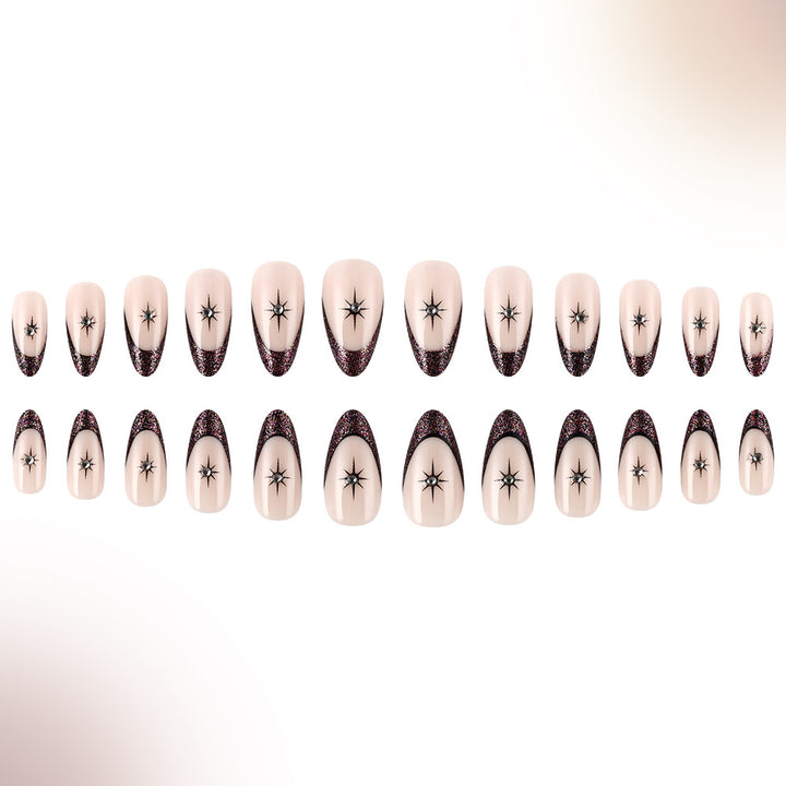 Glamorous Star-Embellished French Tip Nail Art Stornfield