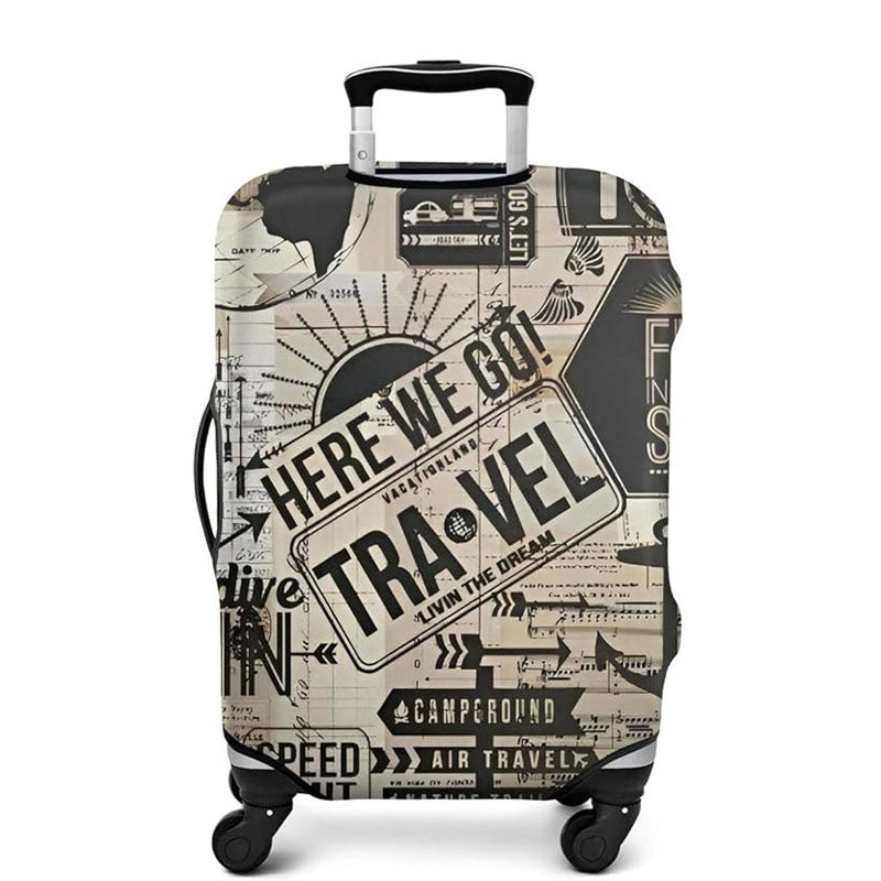 Unisex nan elastic Suitcase Cover with urban Doodle pattern, zipper and all-round protection for 4-wheel trolleys Stornfield