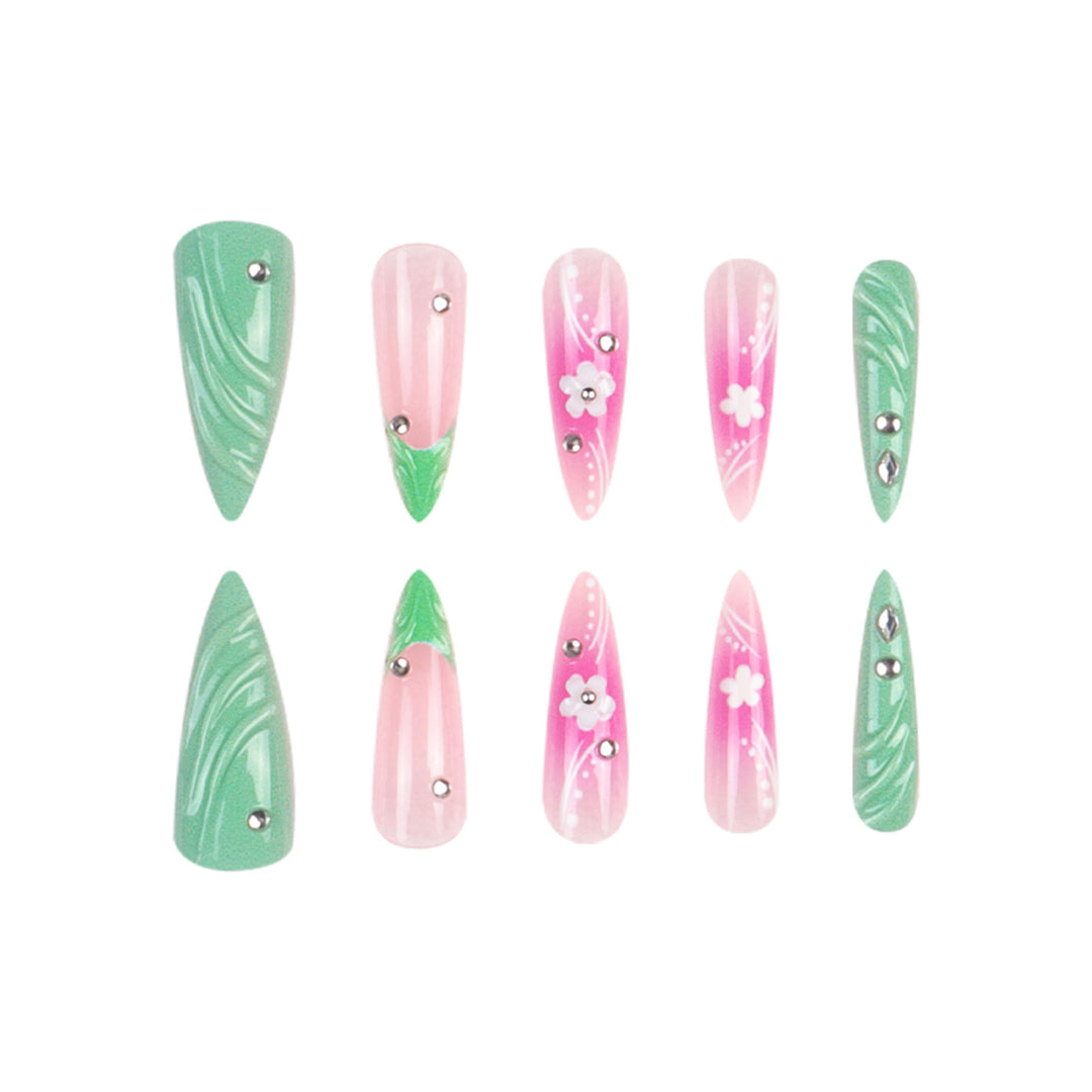 Floral Embellished Stiletto Nails Stornfield