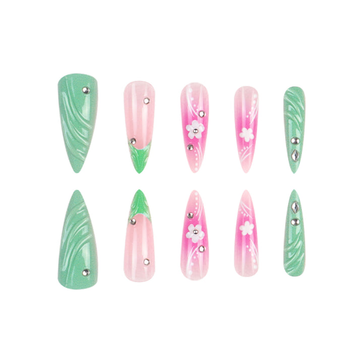 Floral Embellished Stiletto Nails Stornfield