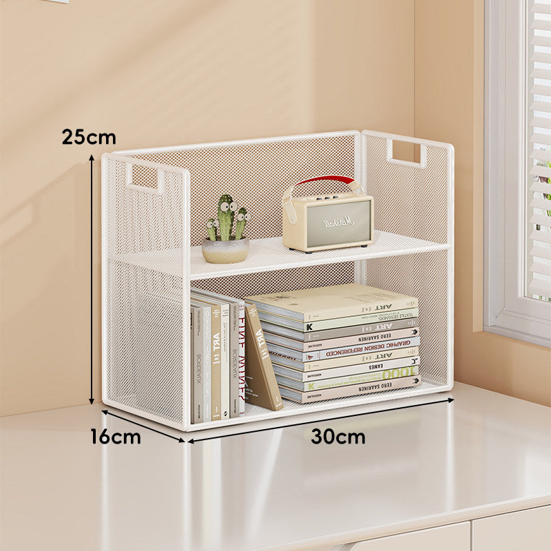 Mesh Tiered Desktop Organizer Shelf with Handle Cutouts