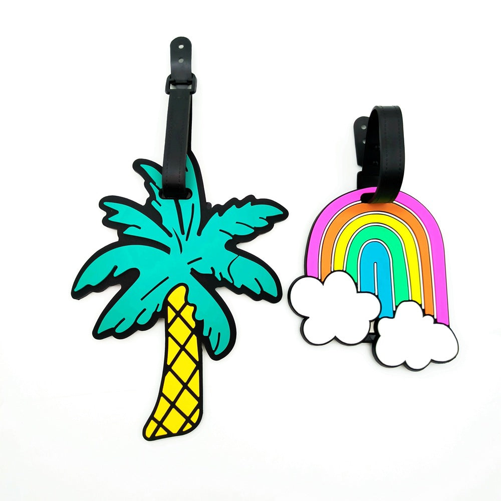 silicone rainbow-shaped luggage tag with adjustable buckle strap soft PVC travel ID tag Stornfield