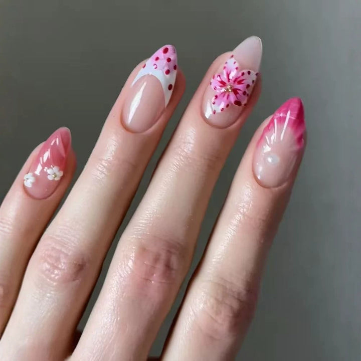 Artistic Floral-Accent Press-On Nails Stornfield