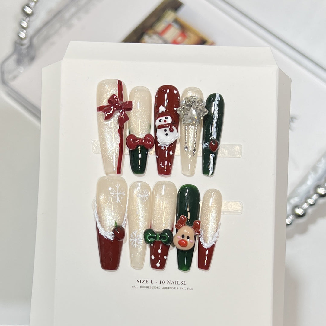 Snowflake-Inspired Glitter Press-On Nail Set Stornfield