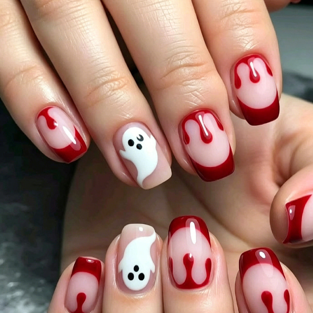 Spooky Ghost-Themed Nail Art Extensions Stornfield