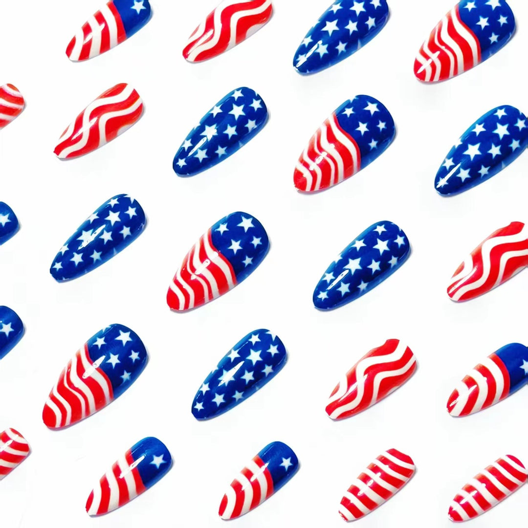 Artificial Nails In Patriotic Stars And Stripes Design Stornfield
