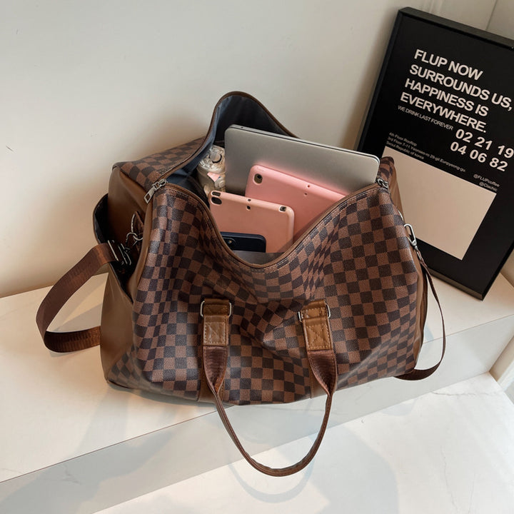 Elegant Checkerboard Travel Duffle Bag Stornfield