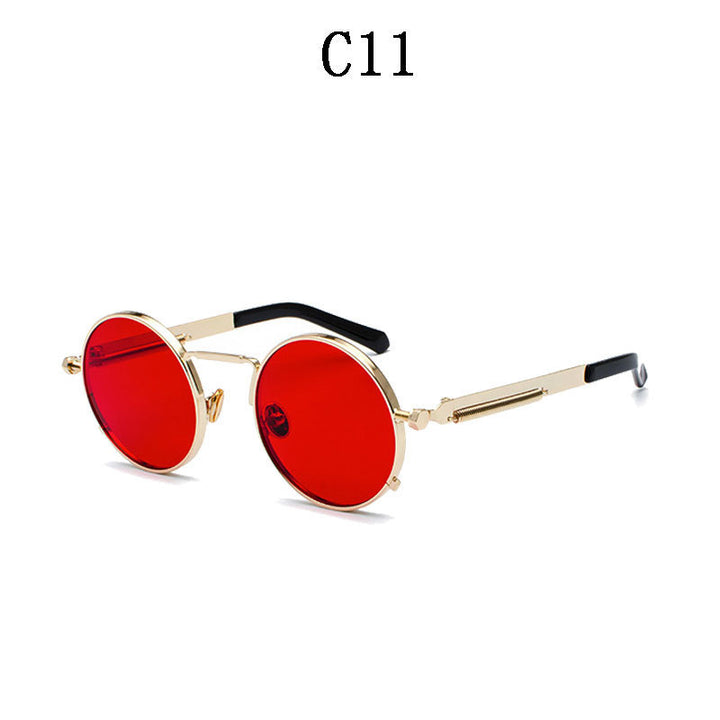 Ladies Round Metal Sunglasses with Mirrored Lenses Stornfield