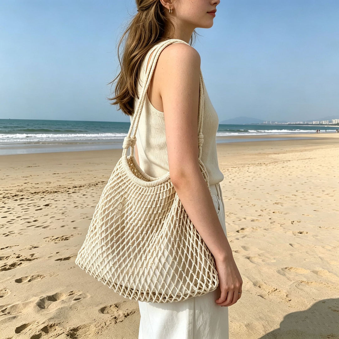 Mesh Beach Tote with Adjustable Drawstring Stornfield