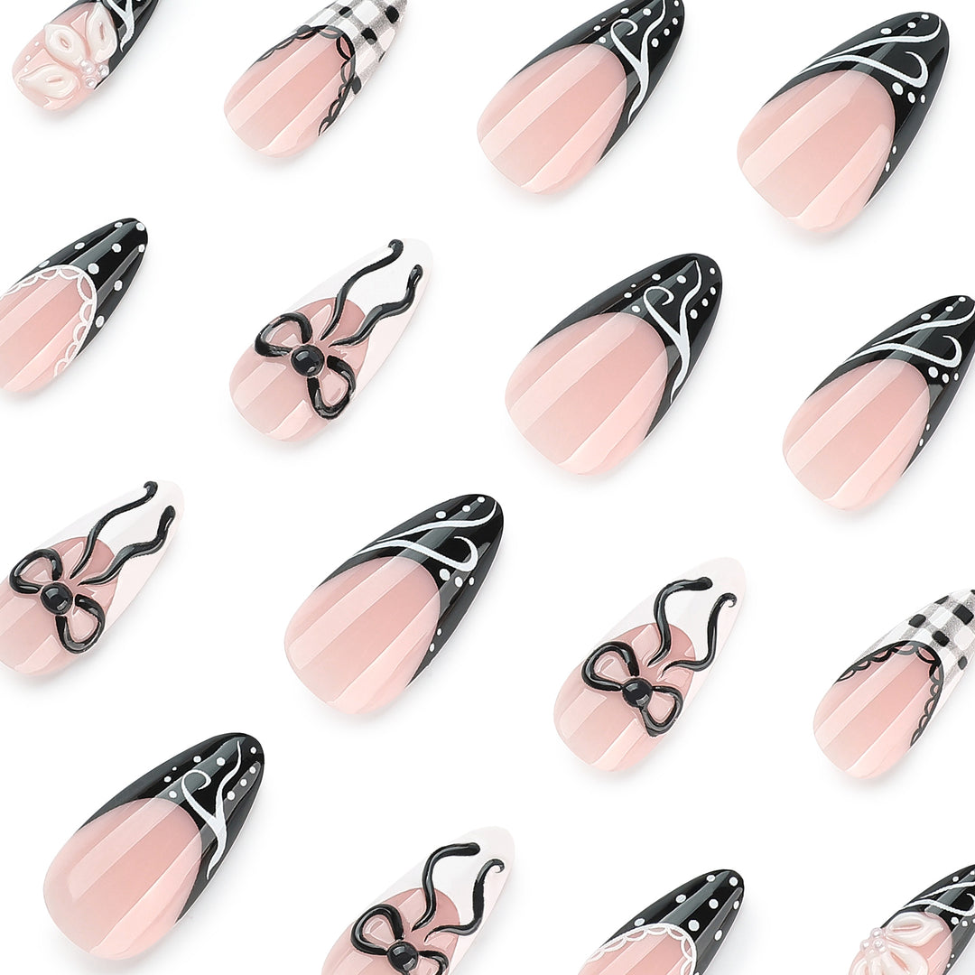 Artful stiletto nails with floral and geometric accents Stornfield