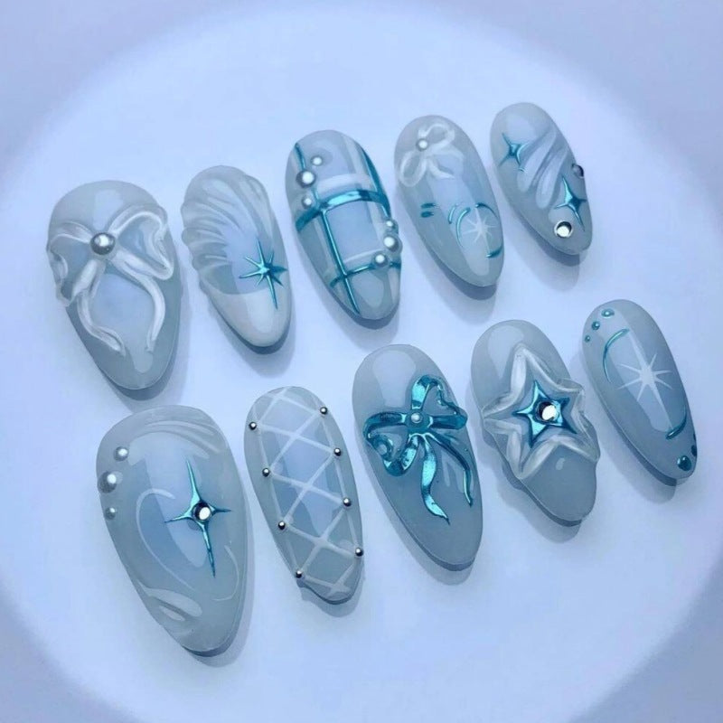 Nature-Themed Artistic Press-On Nail Set Stornfield