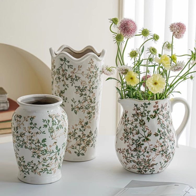 Handcrafted ceramic vase with floral motifs Stornfield