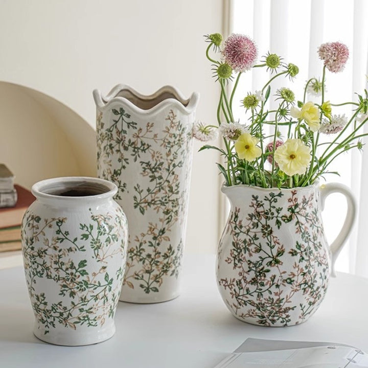 Handcrafted ceramic vase with floral motifs Stornfield