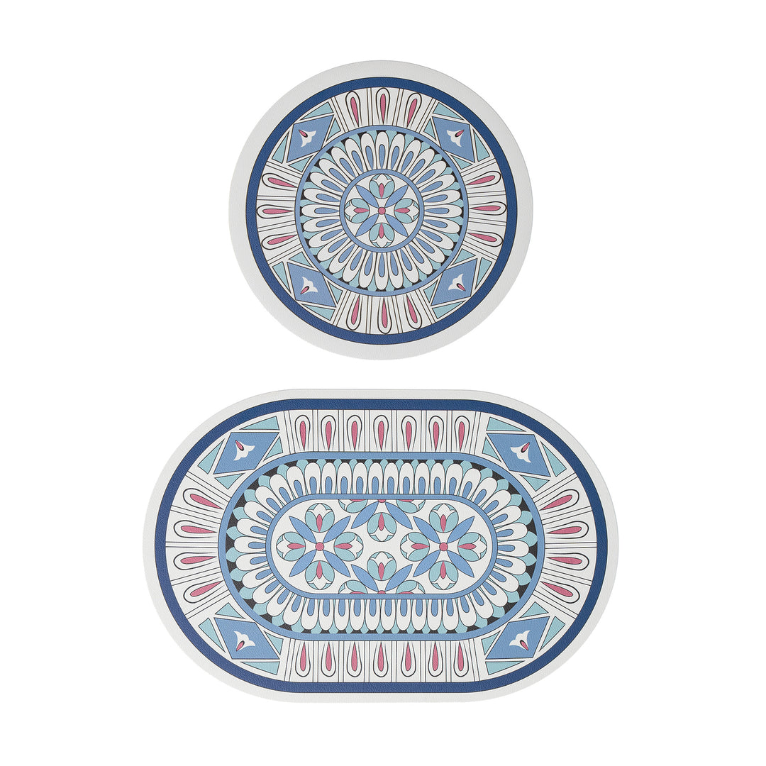Bathroom Mat Set Stornfield with non-slip soft back underside and fine lace pattern look