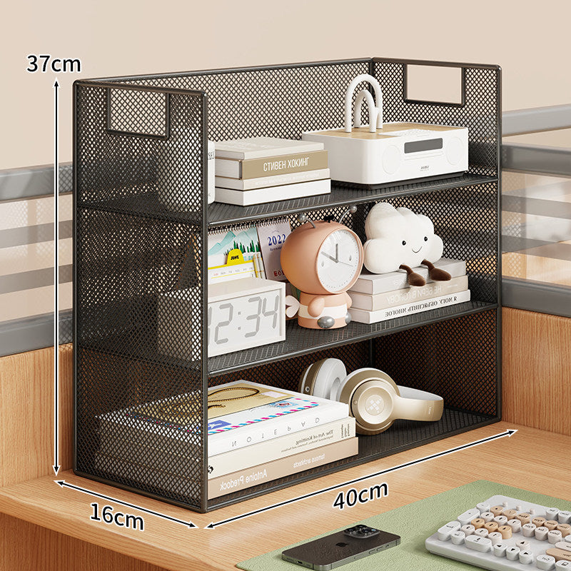 Mesh Desktop Open-Shelf Organizer with Integrated Handles and Dividers