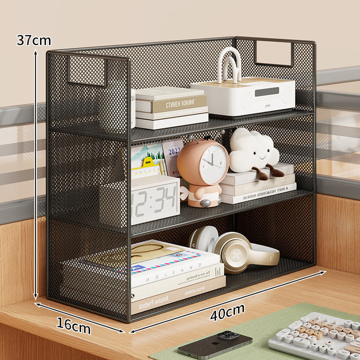 Mesh Desktop Open-Shelf Organizer with Integrated Handles and Dividers