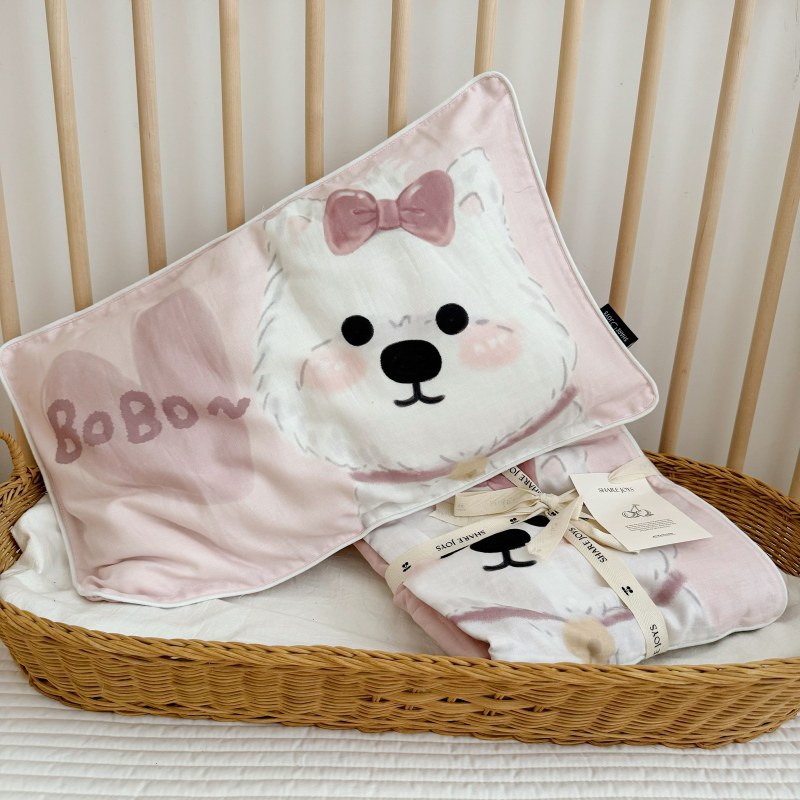 Toddler Plush Decorative Headrest and Lightweight Nursery Blanket Set