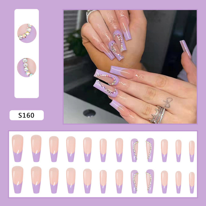 Nail art set with sparkling hearts and elegant glitter accents Stornfield