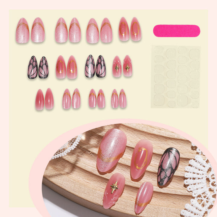 Decorative Press-On Nail Art Set with Shimmering Glitter and Elegant Patterns Stornfield