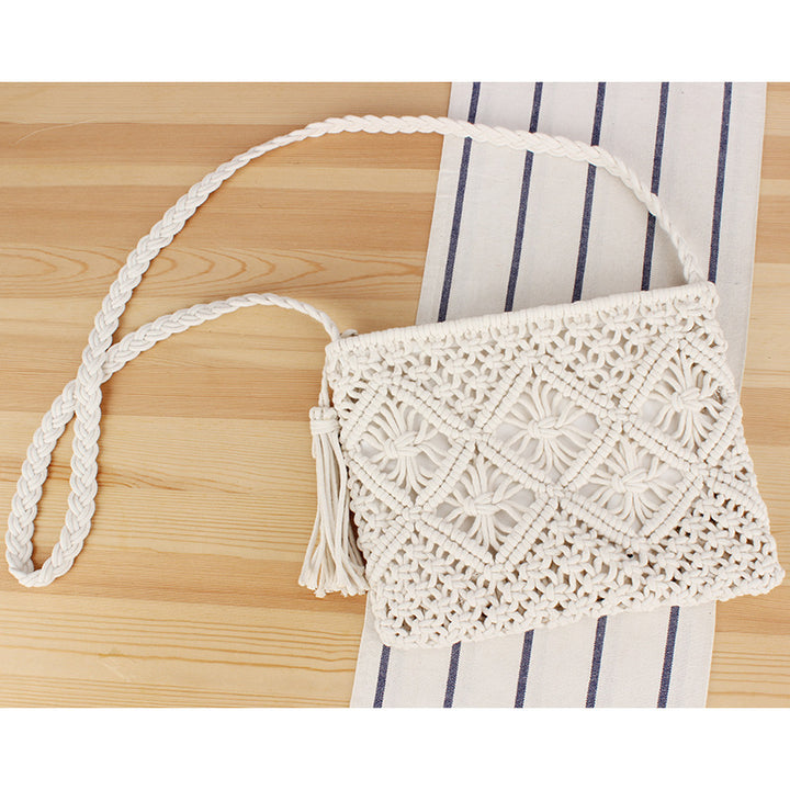 Handcrafted Macrame Shoulder Bag with Tassels Stornfield