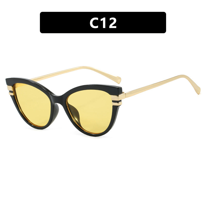 Ladies Cat-Eye Sunglasses with Elegant Plastic Frame and Golden Accents Stornfield