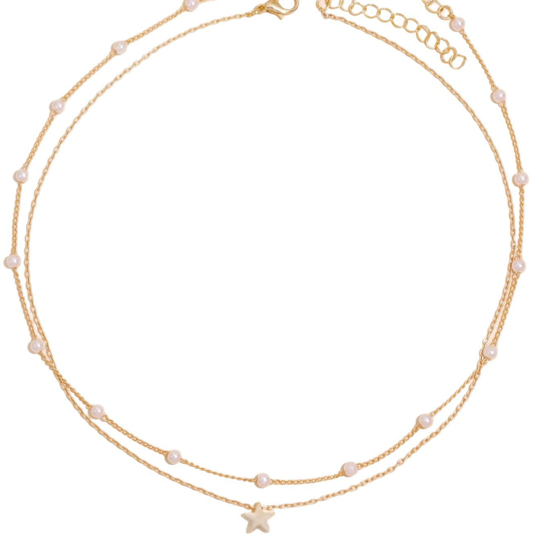 Layered Pearl and Star Charm Necklace Stornfield