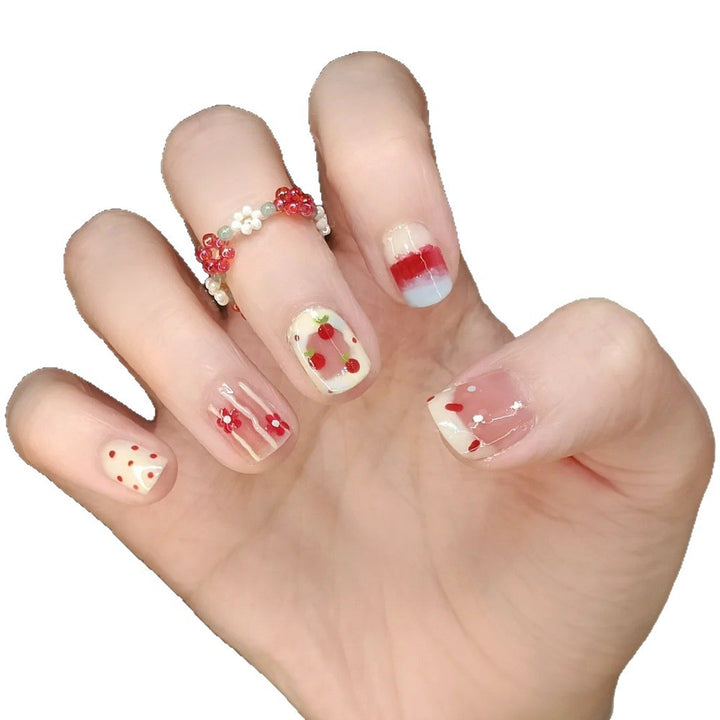 Artistic Floral and Gemstone Press-On Nail Set Stornfield