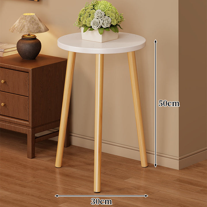 Two-Tier Round Side Table Plant Stand with Solid Wood Tripod Legs