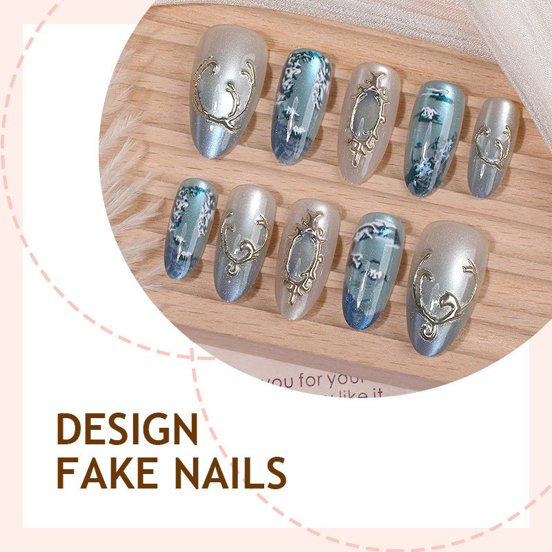Luxury Artificial Nail Set with Elegant Glitter and 3D Elements Stornfield